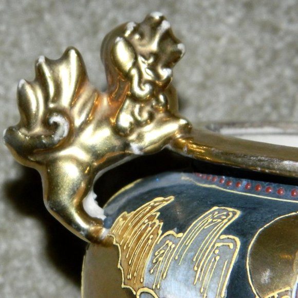 Antique Incense Burner Japan Satsuma Moriage Earthenware Foo Dog Hand Painted - Picture 10 of 16